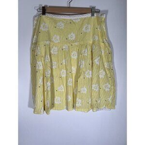 Vintage Y2K Ben Sherman yellow floral lightweight cottagecore pleated skirt L